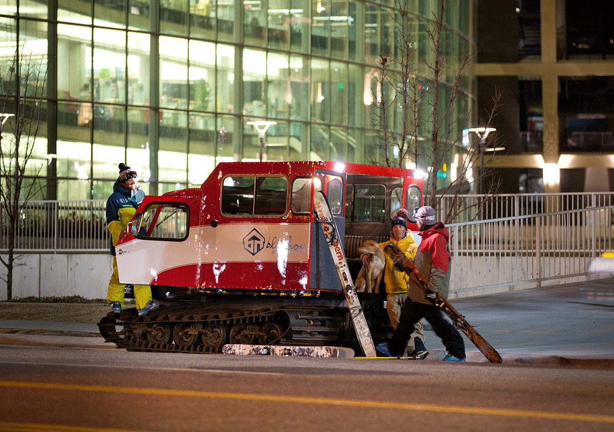 Snow Cat en plena ciudad de Salt Lake City